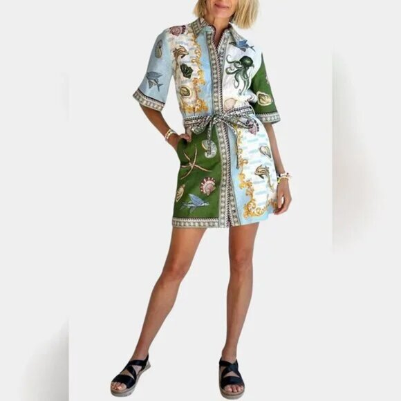 Alemais Bath House Mini Dress in Linen